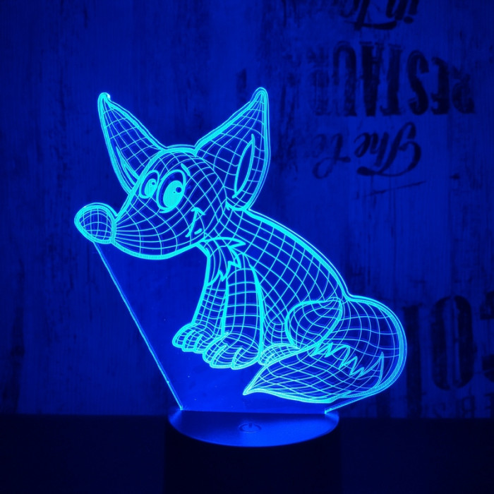 Róka 2  7 színű 3D led lámpa