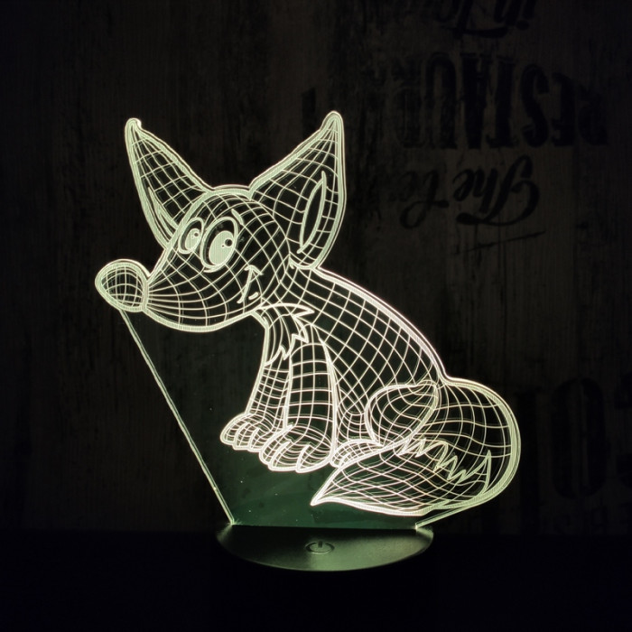 Róka 2  7 színű 3D led lámpa
