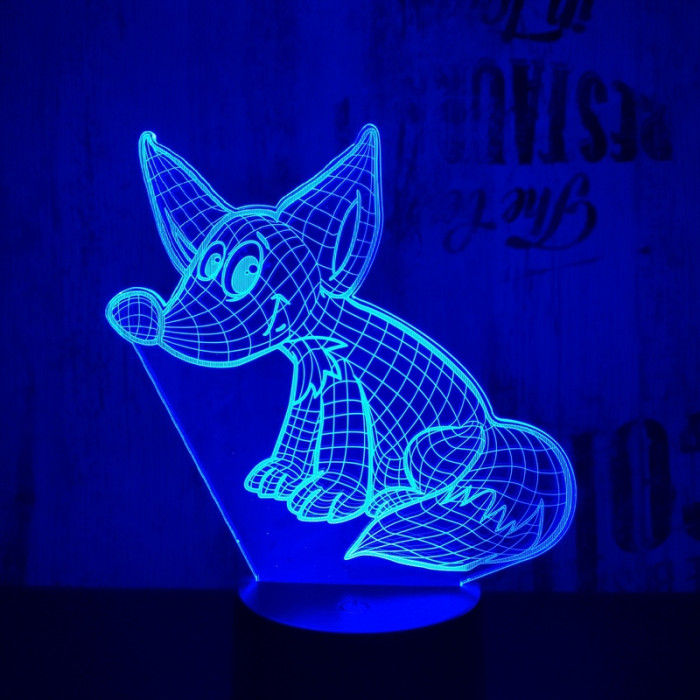 Róka 2  7 színű 3D led lámpa