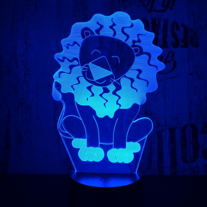 Oroszlán2  7 színű  3D led lámpa