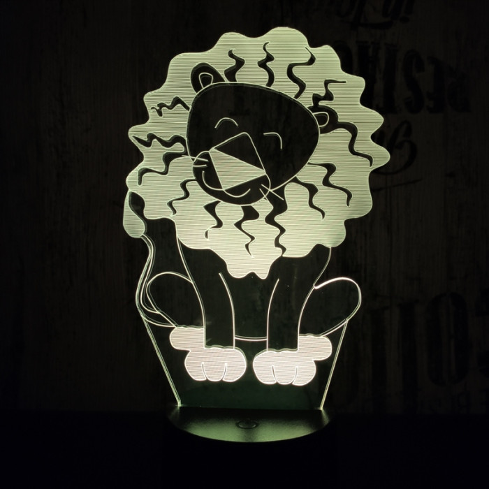 Oroszlán2  7 színű  3D led lámpa