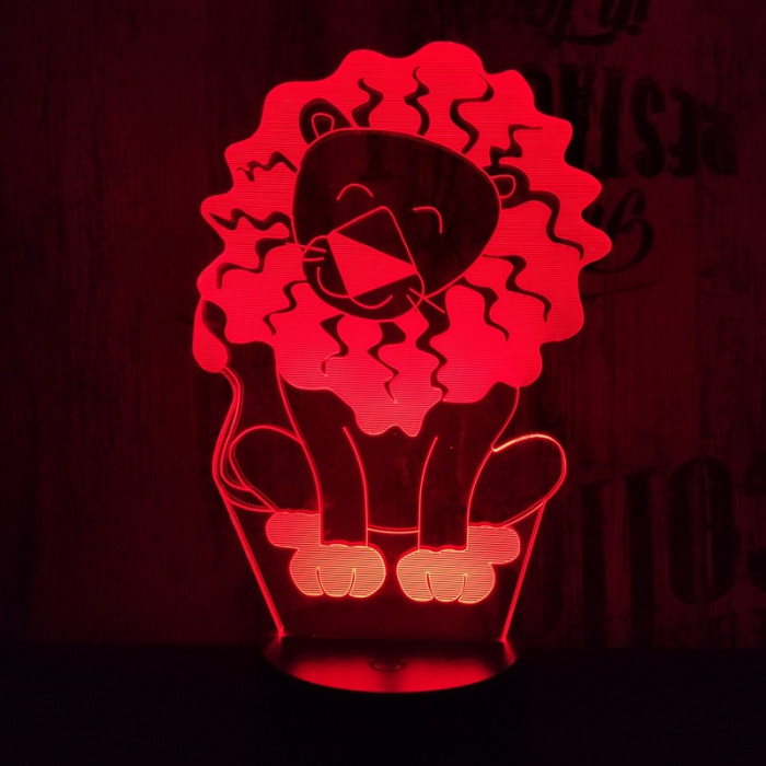 Oroszlán2  7 színű  3D led lámpa