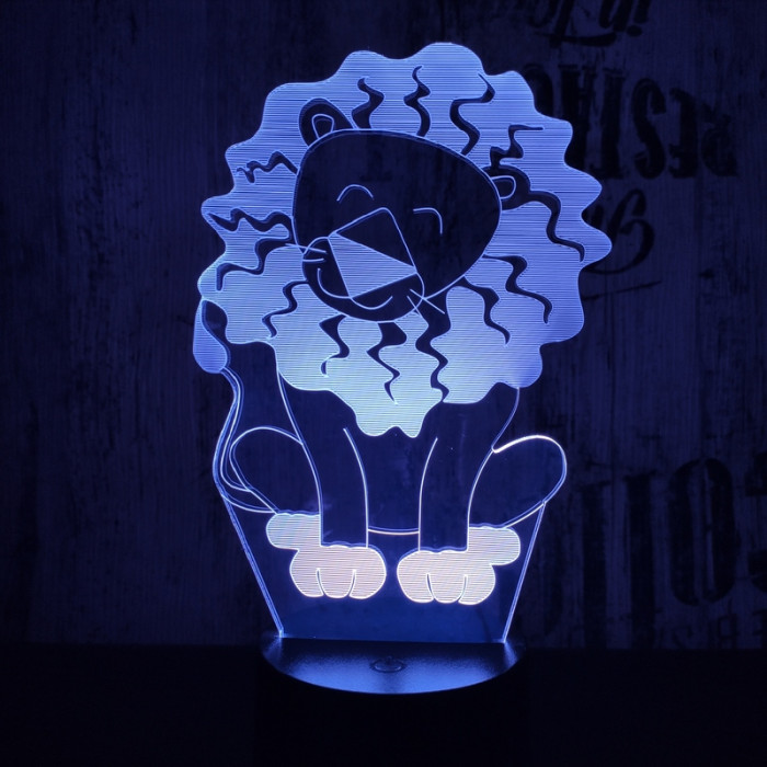 Oroszlán2  7 színű  3D led lámpa