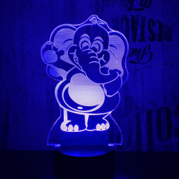 Integetős elefánt 7 színű 3D led lámpa