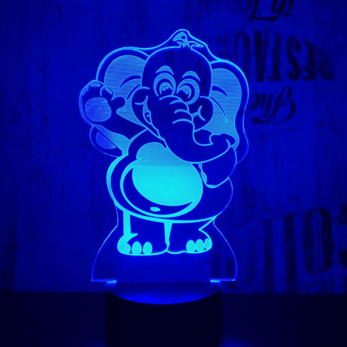 Integetős elefánt 7 színű 3D led lámpa