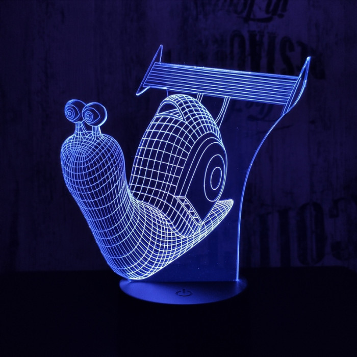 Spoileres csiga 7 színű  3D led lámpa