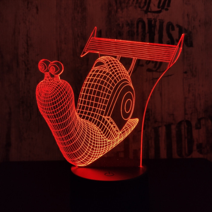 Spoileres csiga 7 színű  3D led lámpa