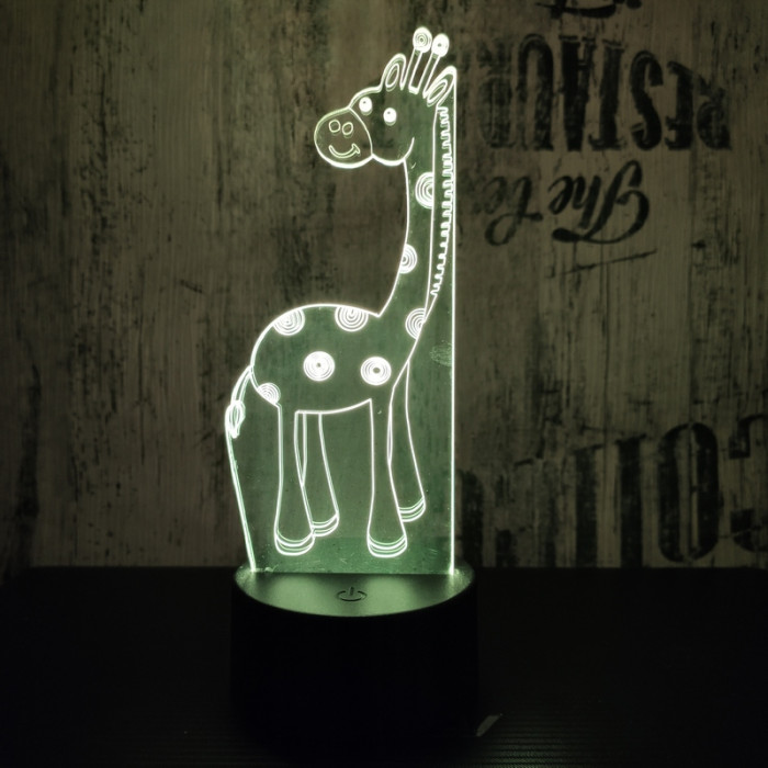 Zsiráf Bébi 7 színű 3D led lámpa