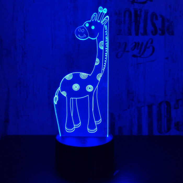 Zsiráf Bébi 7 színű 3D led lámpa