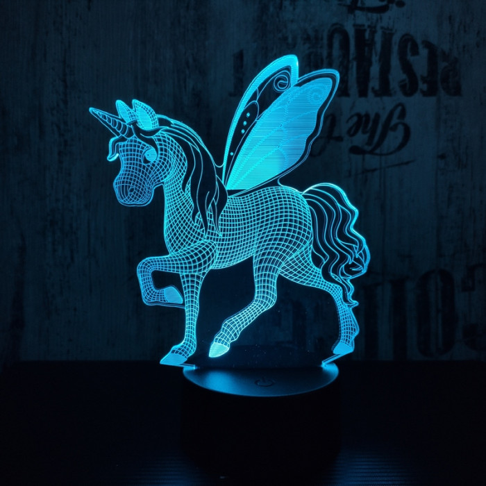 Kicsi pegazus 7 színű 3D led lámpa