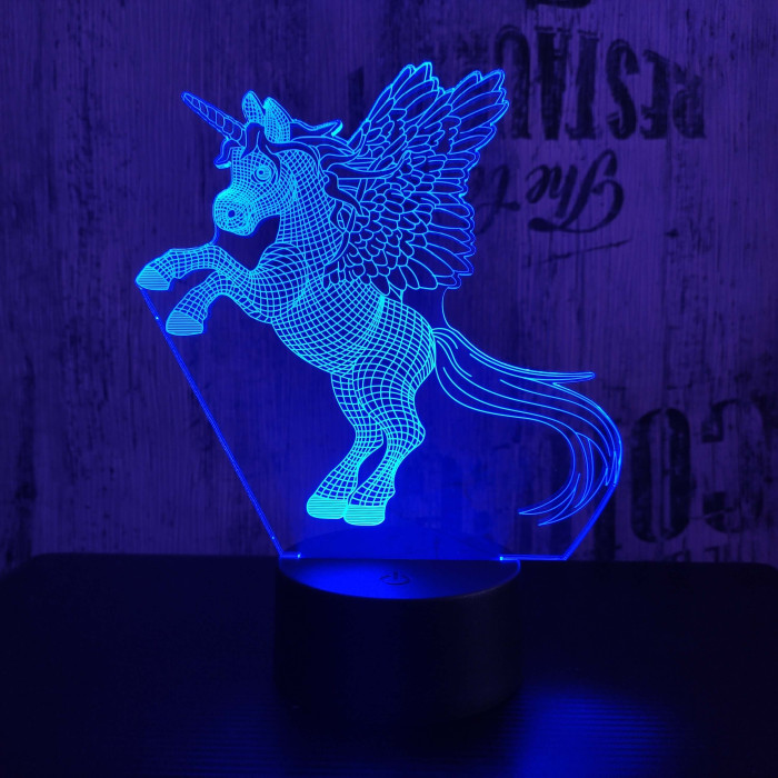 Ágaskodó pegazus 7 színű 3D led lámpa