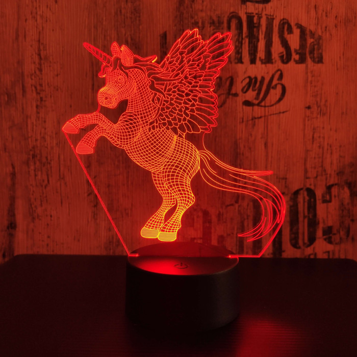 Ágaskodó pegazus 7 színű 3D led lámpa