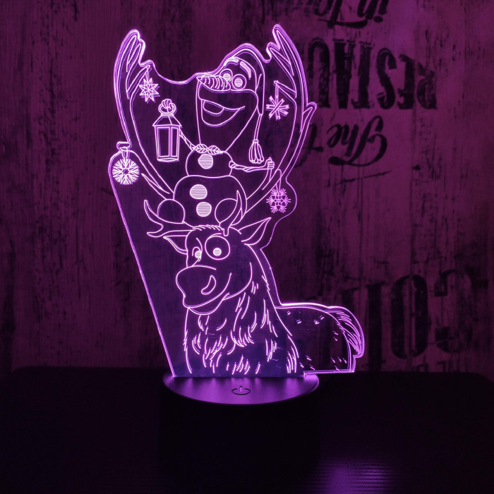 Hóember és Szarvas 7 színű 3D led lámpa