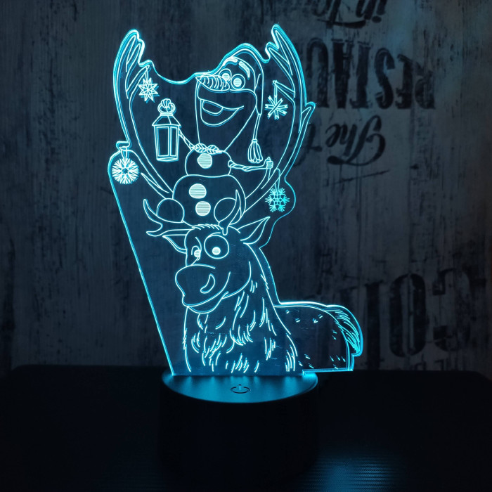 Hóember és Szarvas 7 színű 3D led lámpa