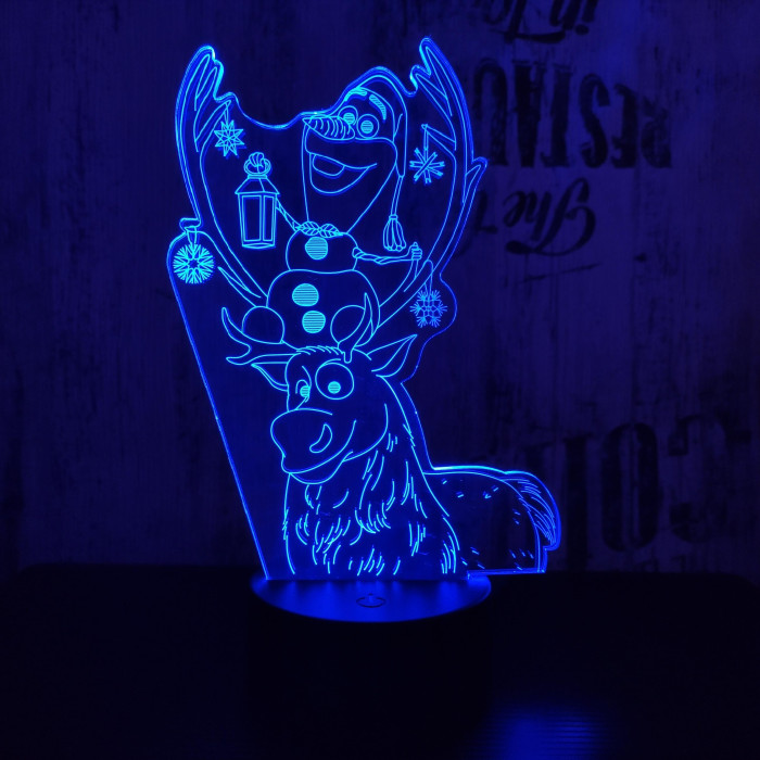 Hóember és Szarvas 7 színű 3D led lámpa