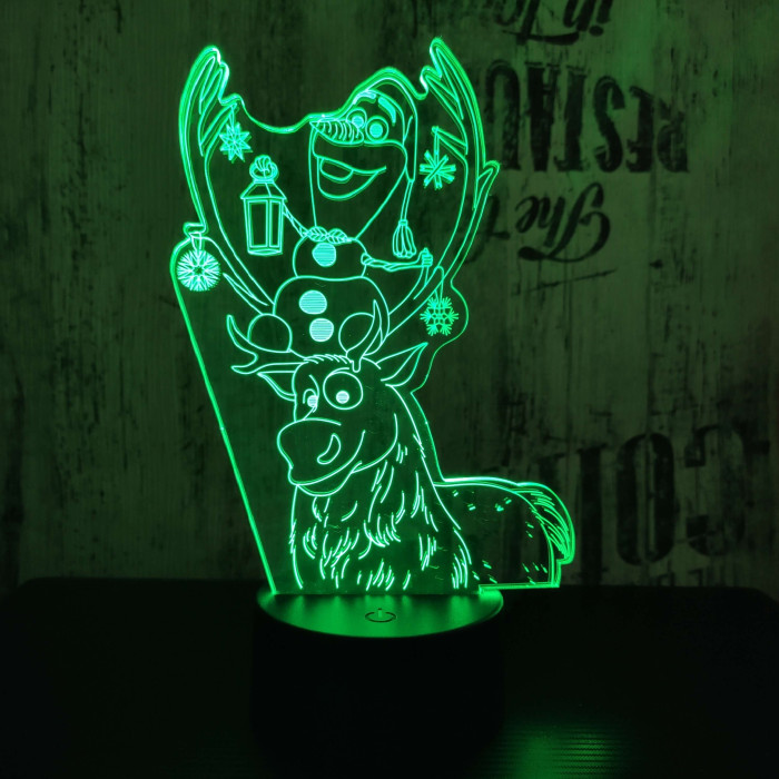 Hóember és Szarvas 7 színű 3D led lámpa