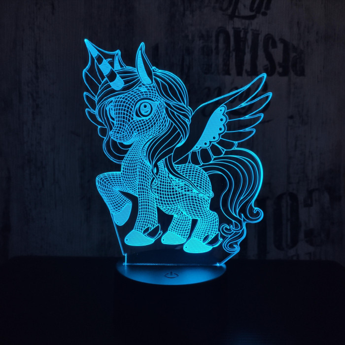 Kicsi Pegazus 2  7 színű  3D led lámpa