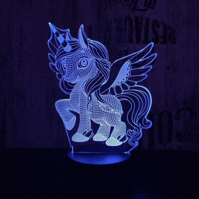 Kicsi Pegazus 2  7 színű  3D led lámpa