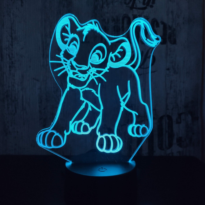 Oroszlán kölyök 7 színű 3D led lámpa