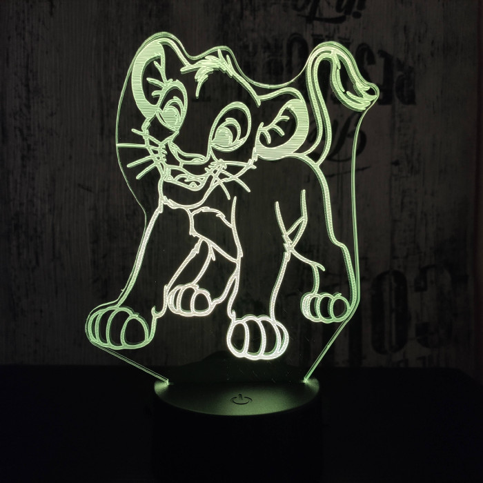 Oroszlán kölyök 7 színű 3D led lámpa