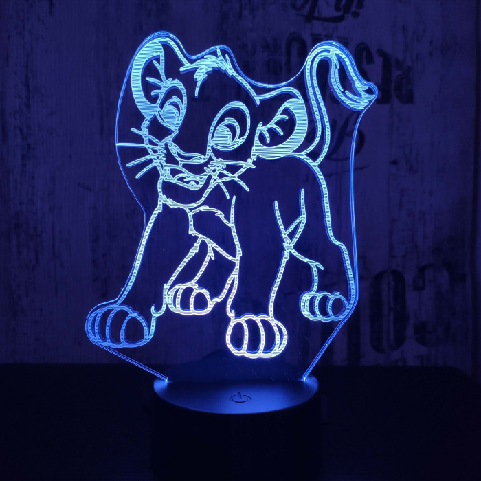 Oroszlán kölyök 7 színű 3D led lámpa