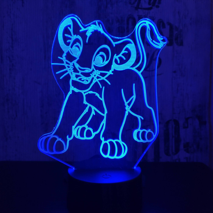 Oroszlán kölyök 7 színű 3D led lámpa