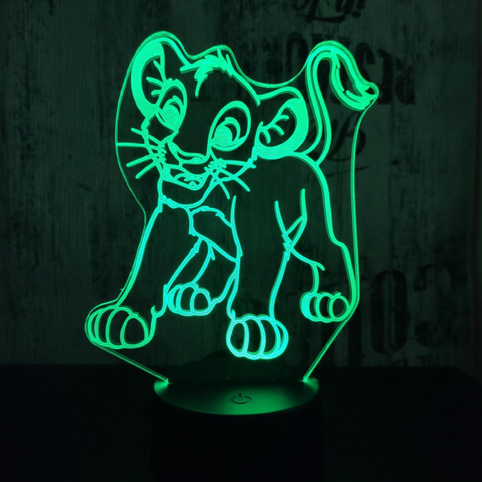 Oroszlán kölyök 7 színű 3D led lámpa