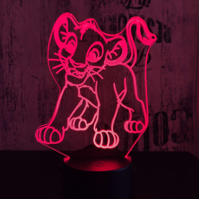 Oroszlán kölyök 7 színű 3D led lámpa