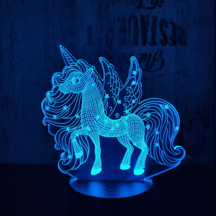 Csillagos pegazus 7 színű 3D led lámpa