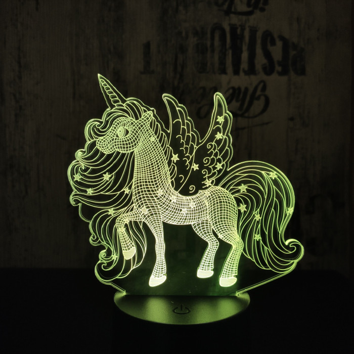 Csillagos pegazus 7 színű 3D led lámpa