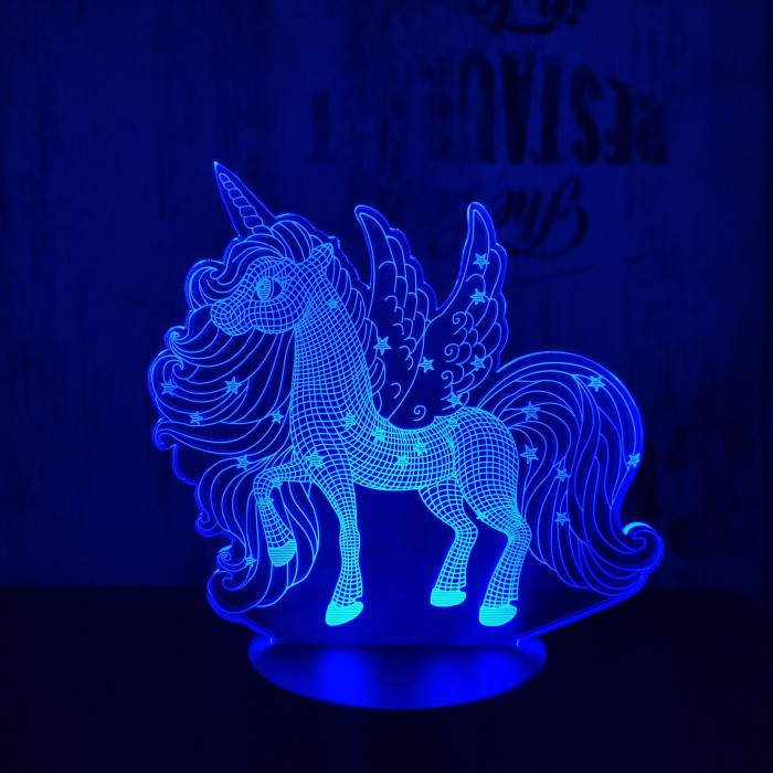 Csillagos pegazus 7 színű 3D led lámpa