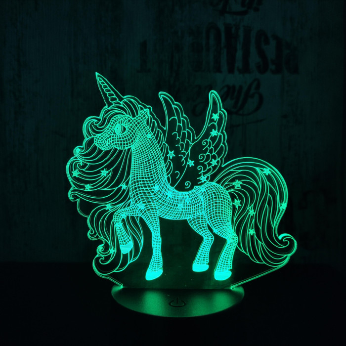 Csillagos pegazus 7 színű 3D led lámpa