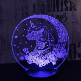 Egyszarvú Csillagos 7 színű 3D led lámpa