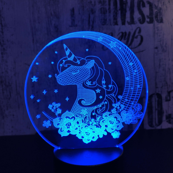 Egyszarvú Csillagos 7 színű 3D led lámpa