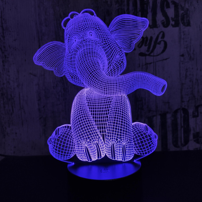 Elefánt bébi 7 színű 3D led lámpa
