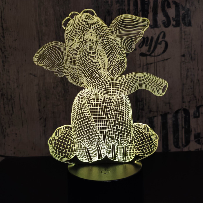 Elefánt bébi 7 színű 3D led lámpa