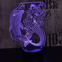 Delfin és hableány 7 színű 3D led lámpa