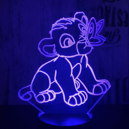 Oroszlán kölyök és a pillangó  7 színű 3D led lámpa