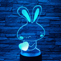Nyuszi szív 7 színű 3D led lámpa