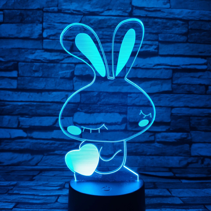 Nyuszi szív 7 színű 3D led lámpa
