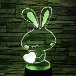 Nyuszi szív 7 színű 3D led lámpa