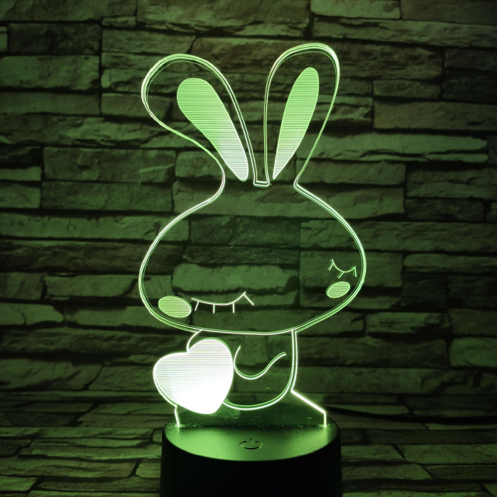 Nyuszi szív 7 színű 3D led lámpa