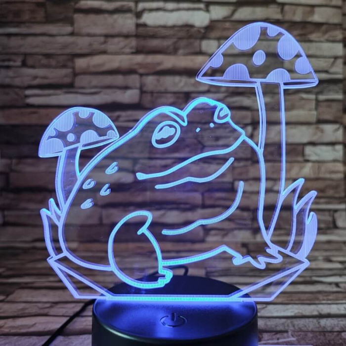 Béka a gomba alatt 7 színű 3D led lámpa