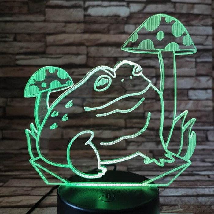 Béka a gomba alatt 7 színű 3D led lámpa