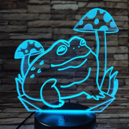 Béka a gomba alatt 7 színű 3D led lámpa
