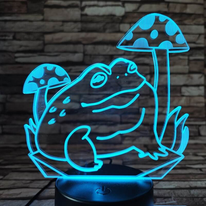 Béka a gomba alatt 7 színű 3D led lámpa