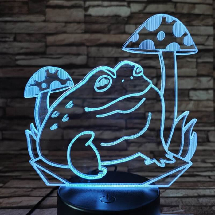 Béka a gomba alatt 7 színű 3D led lámpa