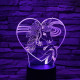 Unikornis Szívben 7 színű 3D led lámpa