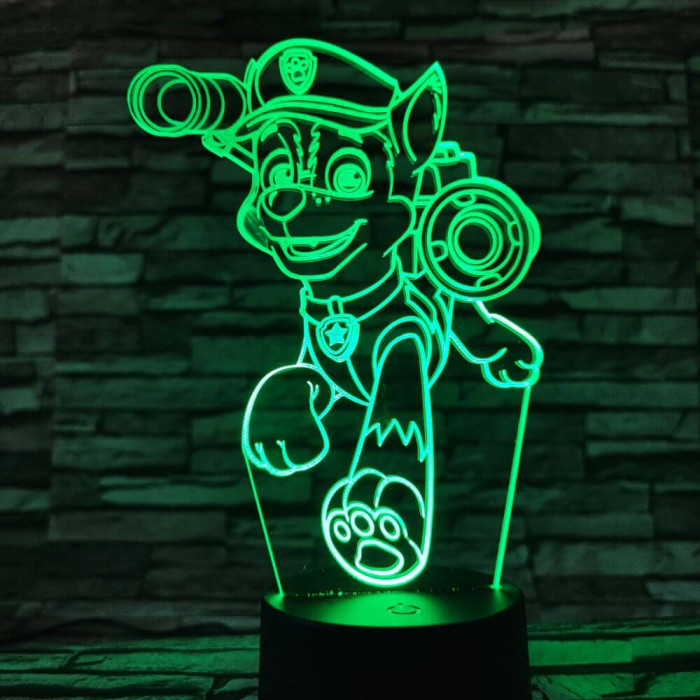 Mancs őrjárat Chase 7 színű 3D led lámpa