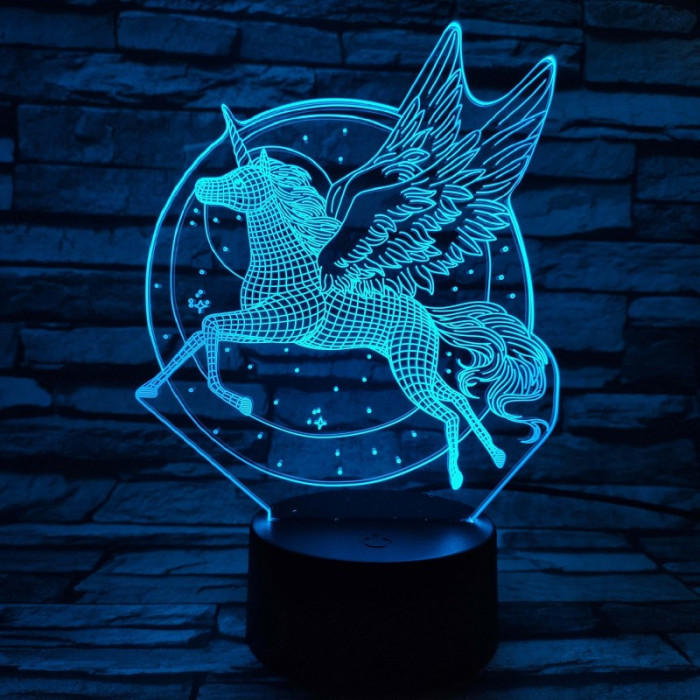 Pegazus szárnyalása 7 színű 3D led lámpa